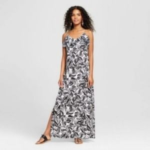 Mossimo Leaf Print Ruffled Maxi Dress NWT